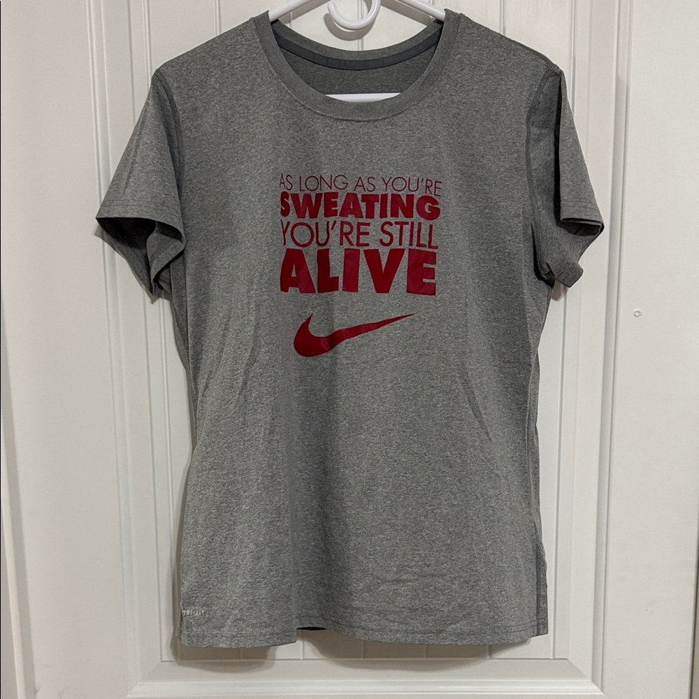 Nike Gray Short Sleeve Tee with Red Graphic